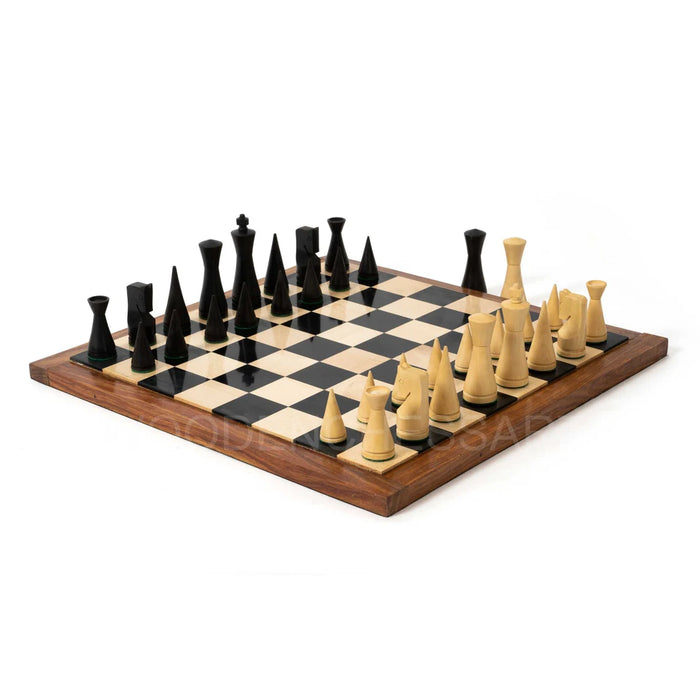 3.5” Russian Minimalist Design Chess Pieces & 16" Chessboard Chess Set in Ebony and Golden Rosewood - Weighted