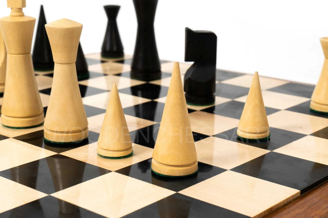 3.5” Russian Minimalist Design Chess Pieces & 16" Chessboard Chess Set in Ebony and Golden Rosewood - Weighted