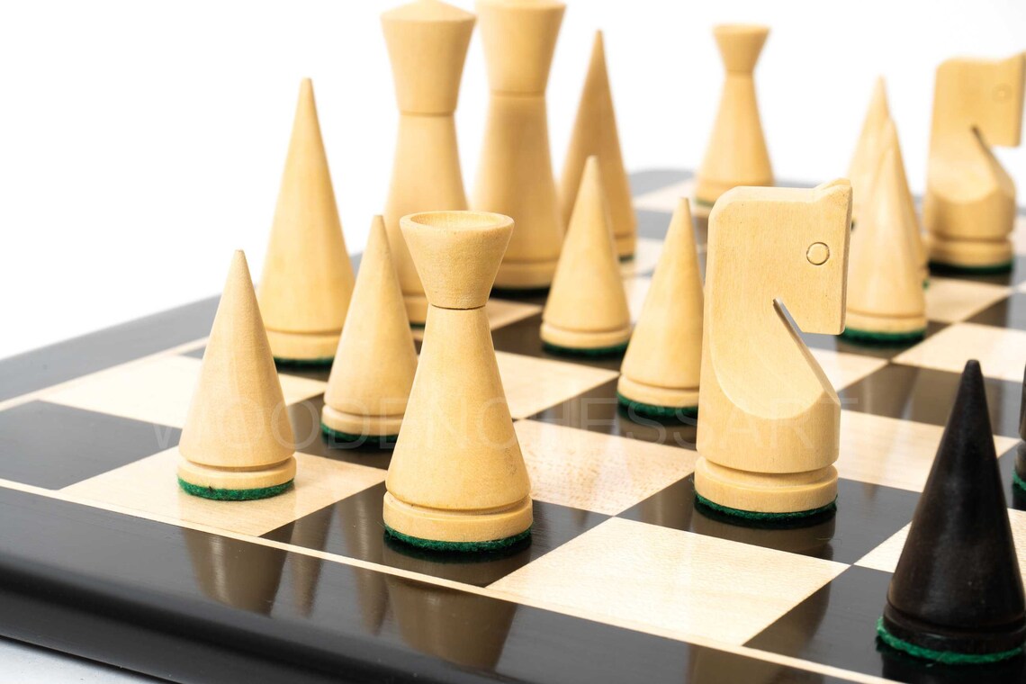 3.5” Russian Minimalist Design Wooden Chess Pieces & Chessboard Chess Set in Rosewood, Boxwood and Ebony - 1.4 lbs