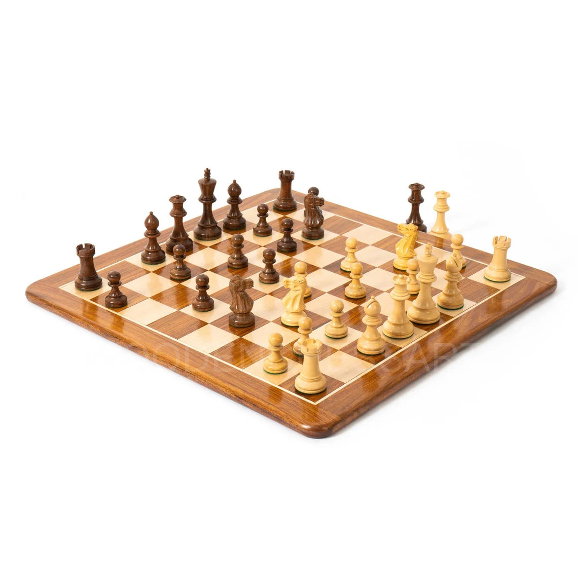 4” Staunton Chess pieces & 21" Chessboard Chess Set in Acacia Wood and Golden Rosewood