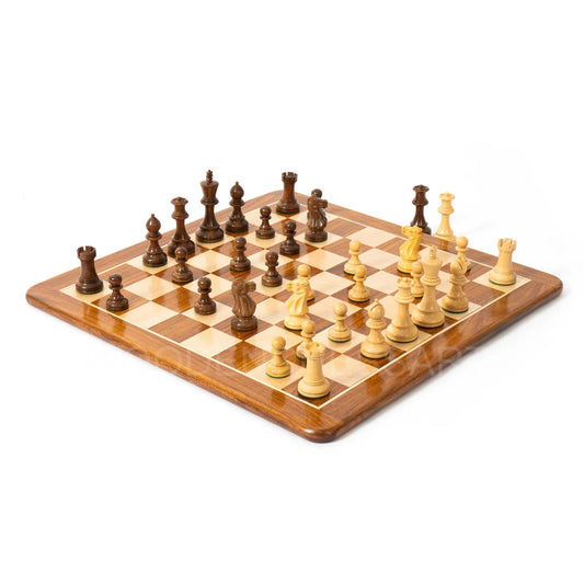 4” Staunton Chess pieces & 21" Chessboard Chess Set in Acacia Wood and Golden Rosewood