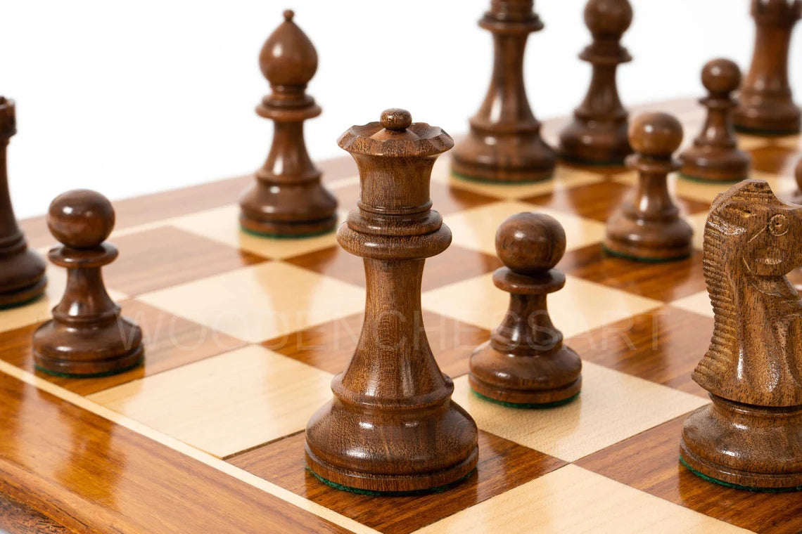 4” Staunton Chess pieces & 21" Chessboard Chess Set in Acacia Wood and Golden Rosewood