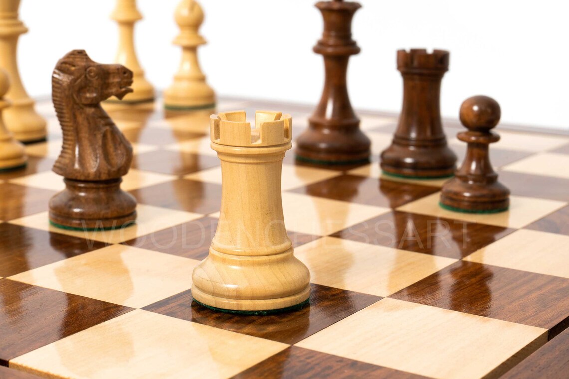 4” Staunton Chess pieces & 21" Chessboard Chess Set in Acacia Wood and Golden Rosewood - Weighted