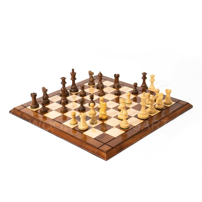 4” Staunton Chess pieces & 21" Chessboard Chess Set in Acacia Wood and Golden Rosewood - Weighted