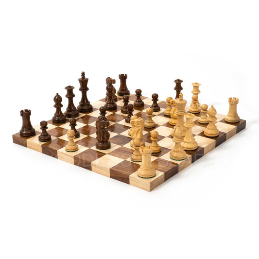 4" Staunton Chess Pieces & 16" Borderless Chessboard Chess Set – Acacia Wood & Golden Rosewood