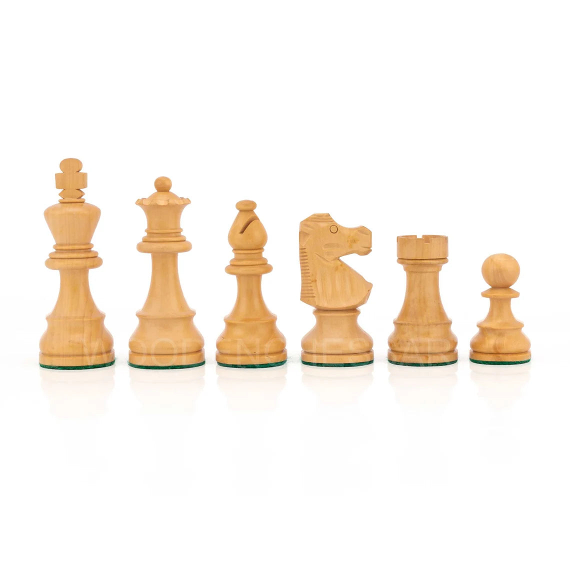 3.75” Reproduced French Lardy Staunton Series Chess Pieces Only In Golden Rosewood & Boxwood - Weighted