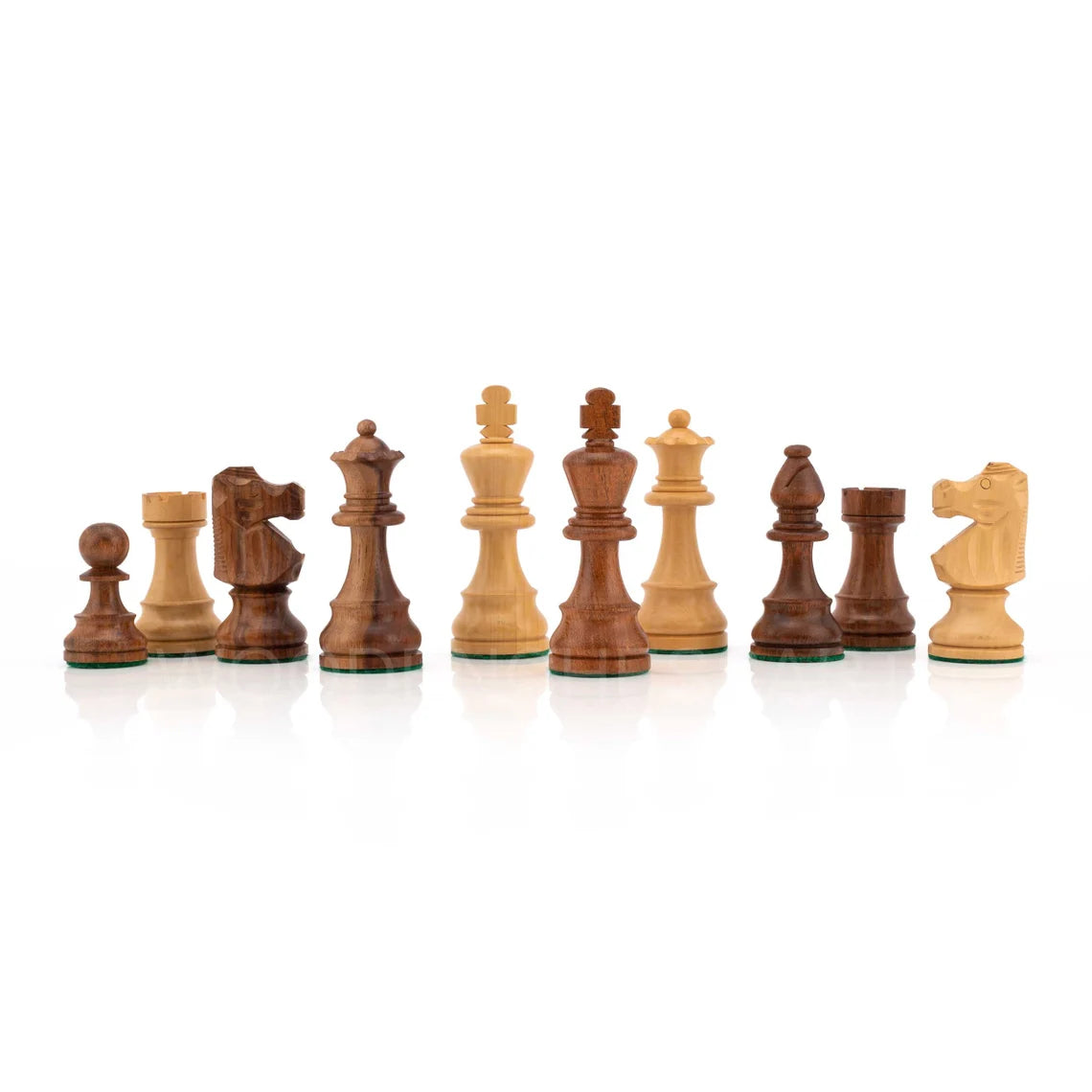 3.75” Reproduced French Lardy Staunton Series Chess Pieces Only In Golden Rosewood & Boxwood - Weighted