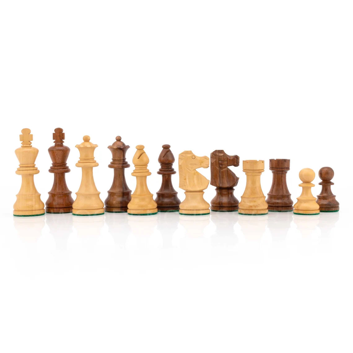 3.75” Reproduced French Lardy Staunton Series Chess Pieces Only In Golden Rosewood & Boxwood - Weighted