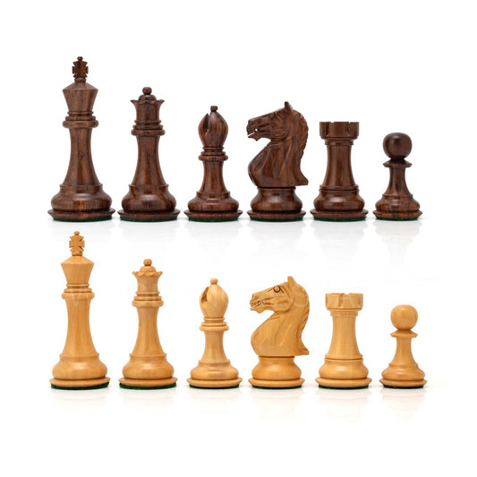 4.1” Fierce Knight Staunton Chess pieces only in Golden Rosewood - Double Weighted