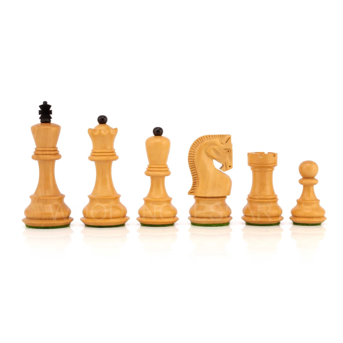 3.8” Zagreb 1959 Chess Pieces in Ebonized Boxwood - Double Weighted