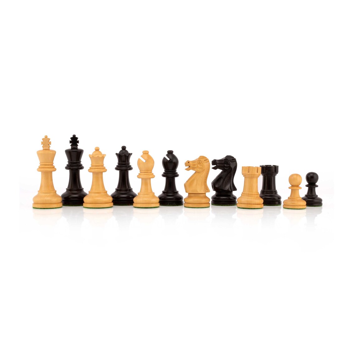 3.5" Staunton Chess Pieces Only in Ebonized Boxwood - Weighted