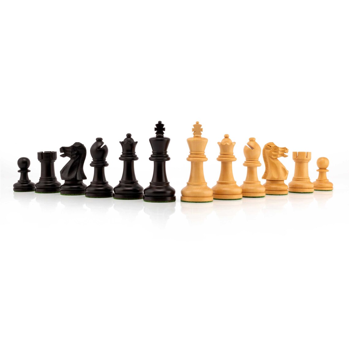 3.5" Staunton Chess Pieces Only in Ebonized Boxwood - Weighted
