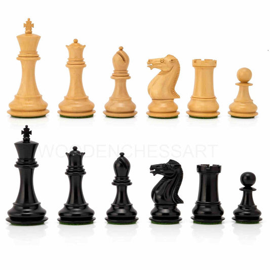 3.75" Modern Staunton Series Chess Pieces Only in Ebony & Boxwood - Double weighted