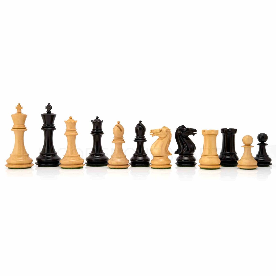 3.75" Modern Staunton Series Chess Pieces Only in Ebony & Boxwood - Double weighted