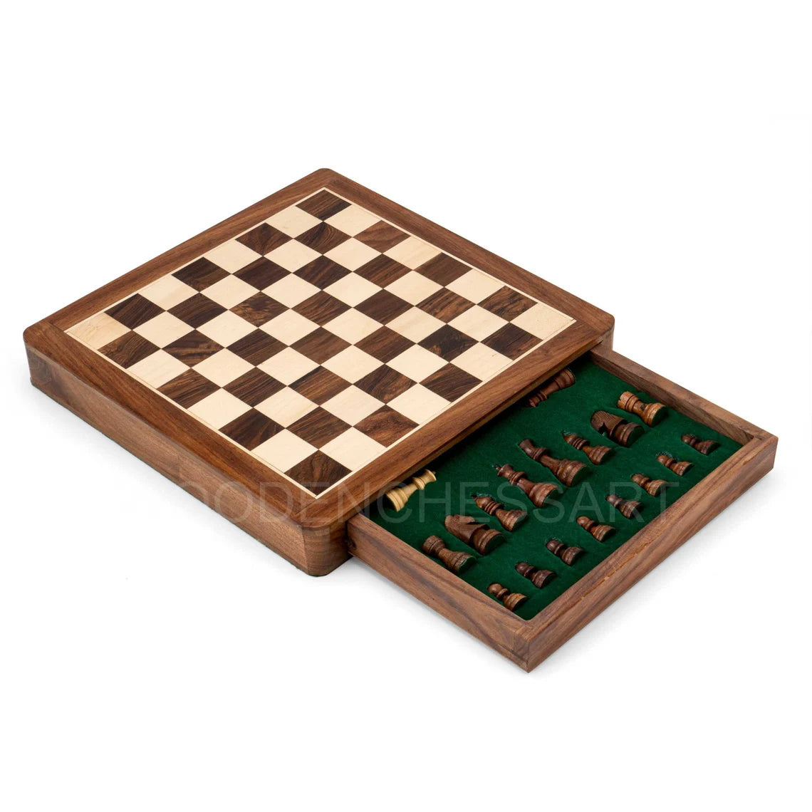 Handcrafted Drawer Chess Set with Inside Storage