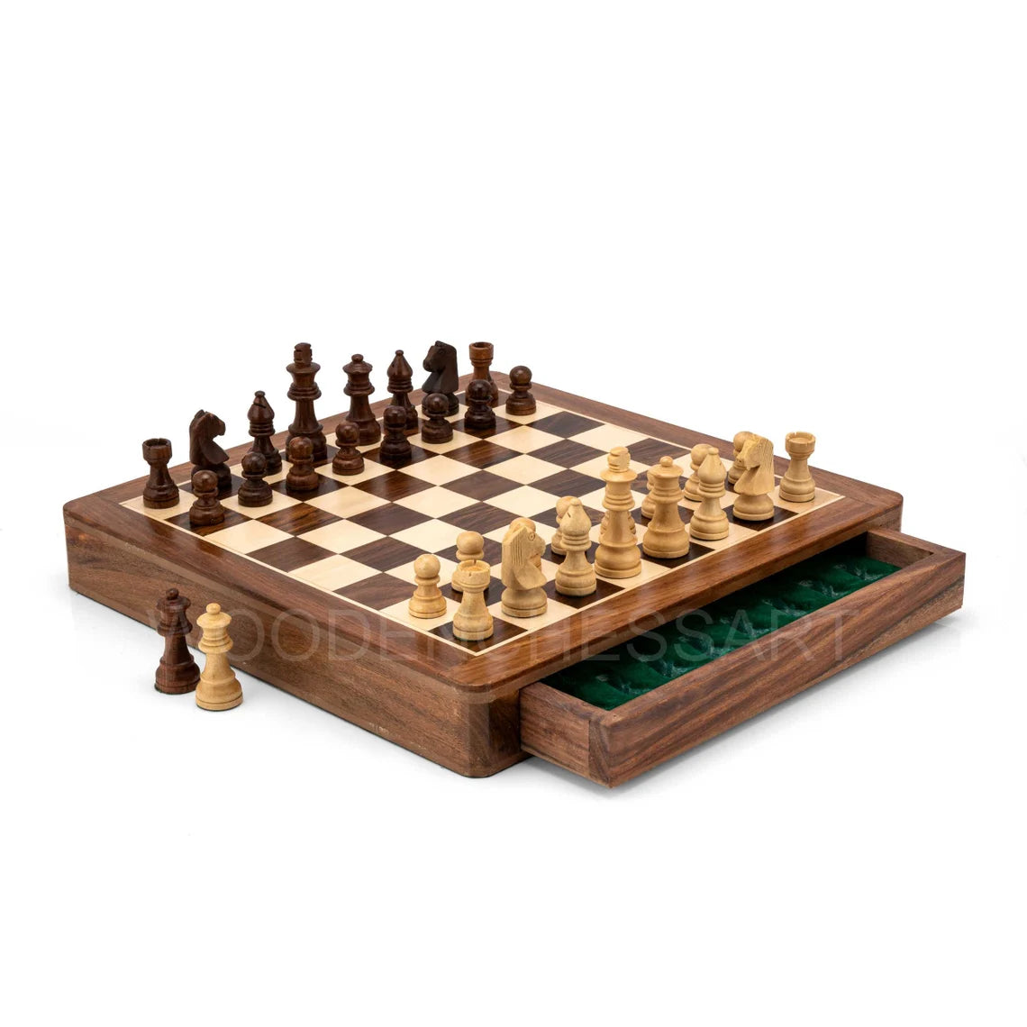 Handcrafted Drawer Chess Set with Inside Storage