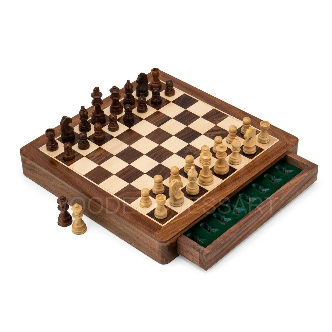 Handcrafted Drawer Chess Set with Inside Storage