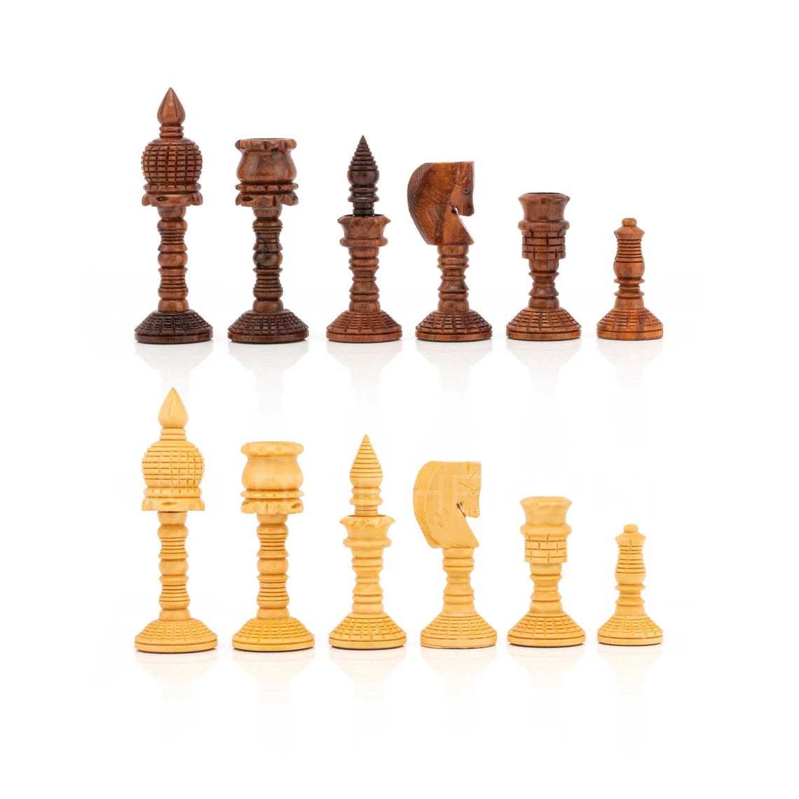 4” Wooden Hand carved Chess Pieces only - Weighted