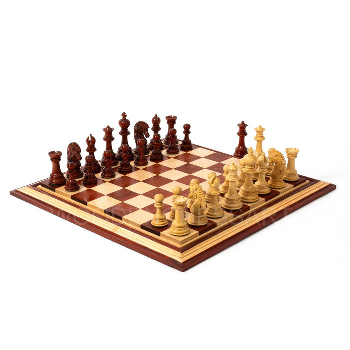4.6” Dragon Series Staunton Chess Pieces & Chessboard Chess Set in Bud Rosewood - Triple Weighted - 5.3 lbs