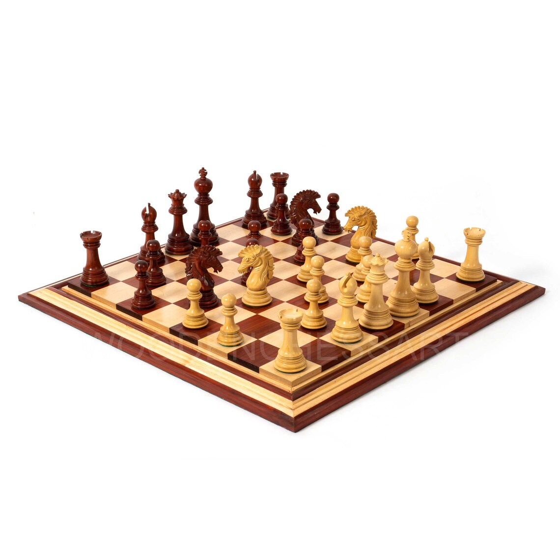 4.6” Dragon Series Staunton Chess Pieces & Chessboard Chess Set in Bud Rosewood - Triple Weighted - 5.3 lbs