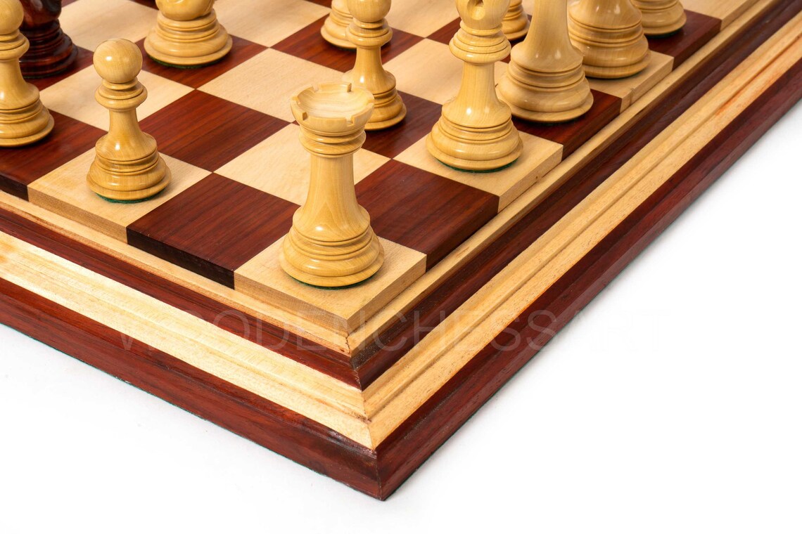 4.6” Dragon Series Staunton Chess Pieces & Chessboard Chess Set in Bud Rosewood - Triple Weighted - 5.3 lbs