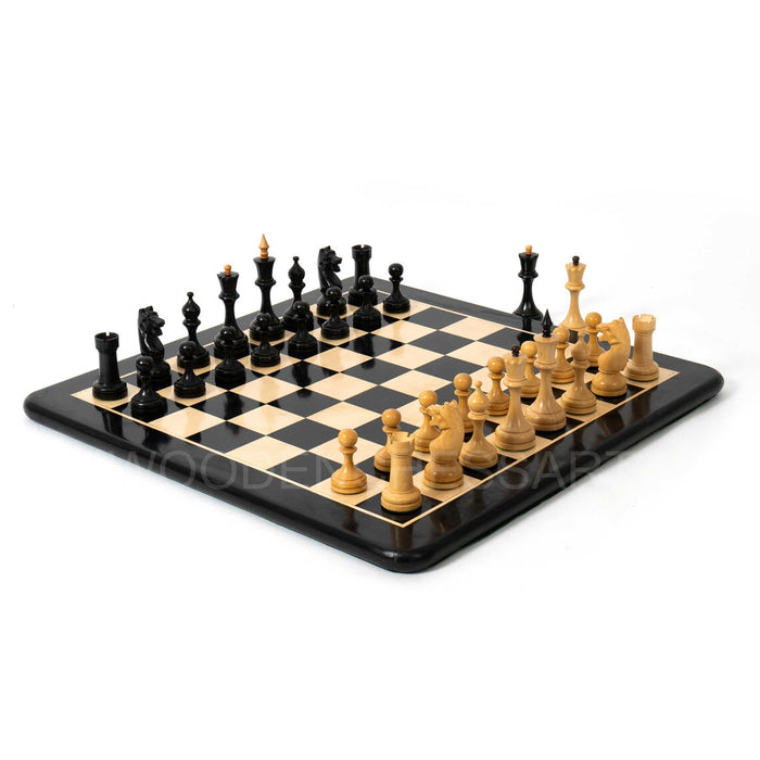 4.5” Circa Soviet Russian Chess Pieces & 21" Chessboard Chess Set in Ebony - 2.9 lbs