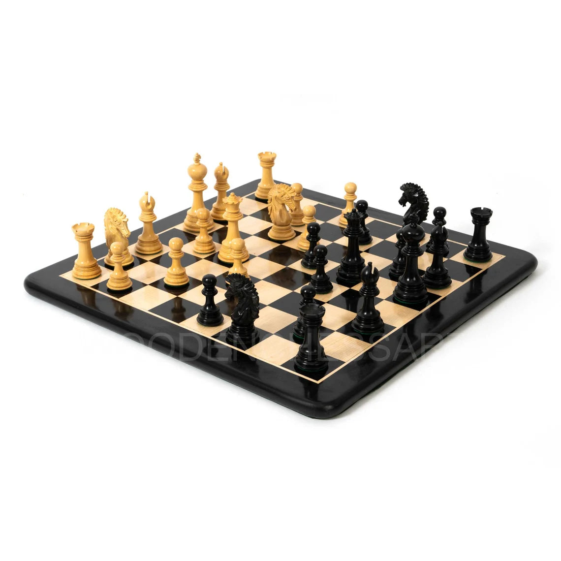 4.6” Dragon Series Staunton & 23" Chessboard Chess Set in Ebony - 5.3 lbs