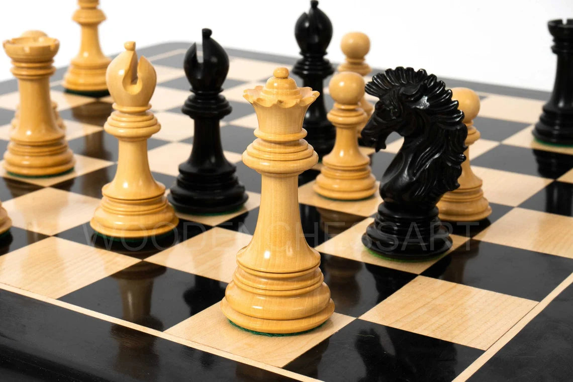 4.6” Dragon Series Staunton & 23" Chessboard Chess Set in Ebony - 5.3 lbs