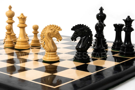 4.6” Dragon Series Staunton & 23" Chessboard Chess Set in Ebony - 5.3 lbs