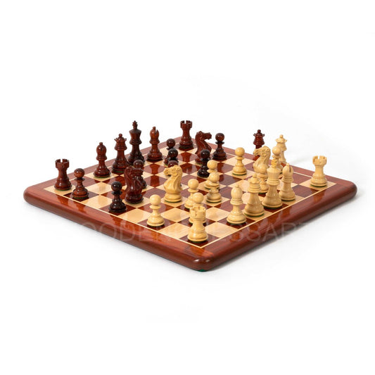 3.1" Premium Staunton Series Chess Pieces & 16" Chessboard Chess Set in Bud Rosewood - 2.1 lbs