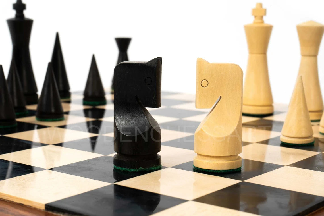 3.5” Russian Minimalist Design Chess Pieces & 16" Chessboard Chess Set in Ebony and Golden Rosewood - Weighted
