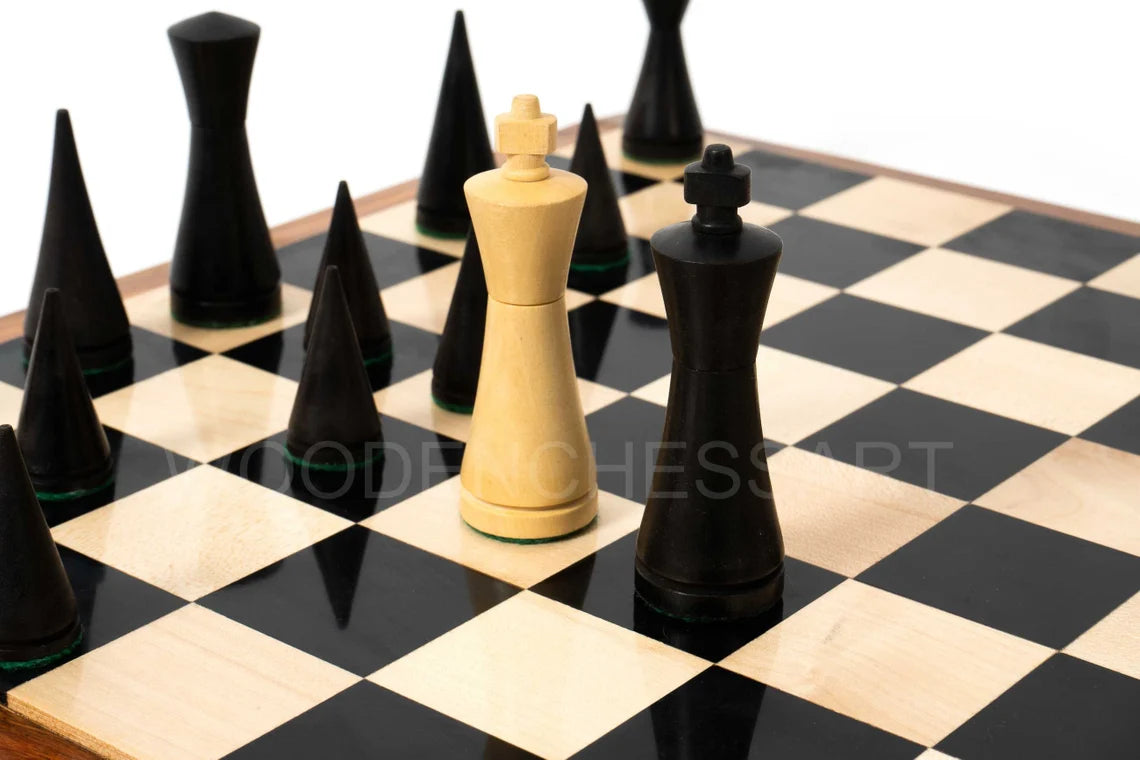 3.5” Russian Minimalist Design Chess Pieces & 16" Chessboard Chess Set in Ebony and Golden Rosewood - Weighted