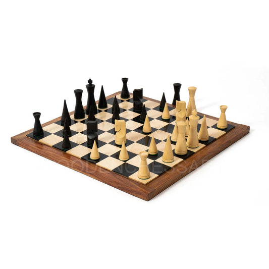3.5” Russian Minimalist Design Chess Pieces & 16" Chessboard Chess Set in Ebony and Golden Rosewood - Weighted