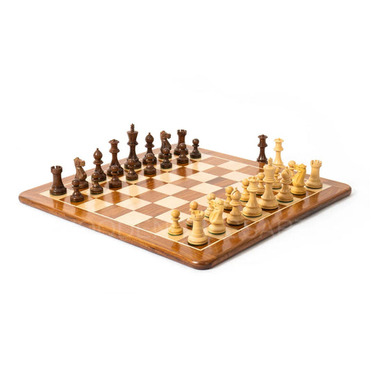 4” Staunton Chess pieces & 21" Chessboard Chess Set in Acacia Wood and Golden Rosewood