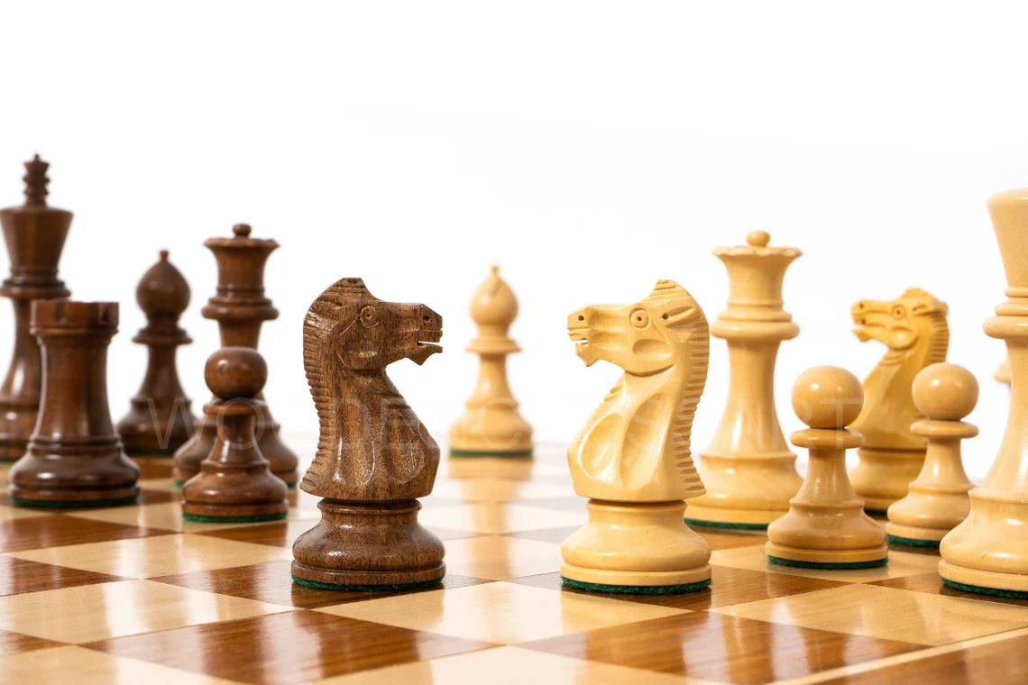 4” Staunton Chess pieces & 21" Chessboard Chess Set in Acacia Wood and Golden Rosewood