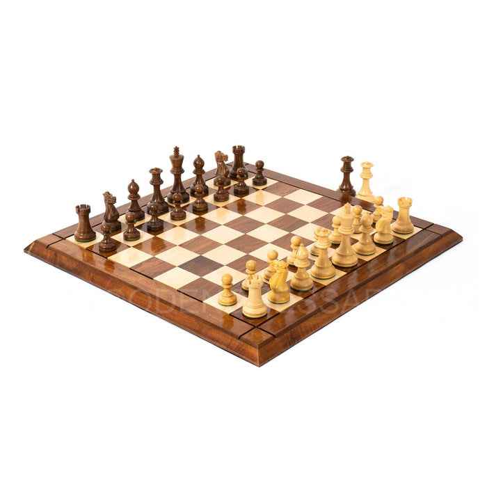 4” Staunton Chess pieces & 21" Chessboard Chess Set in Acacia Wood and Golden Rosewood - Weighted