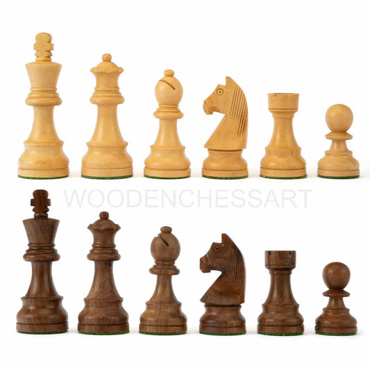 3" Staunton Tournament Chess Pieces only in Golden Rosewood & Boxwood - Weighted