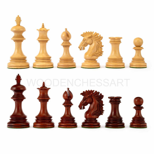 4.5” Premium Wellington Staunton Series Chess Pieces only in Bud Rosewood - Triple Weighted