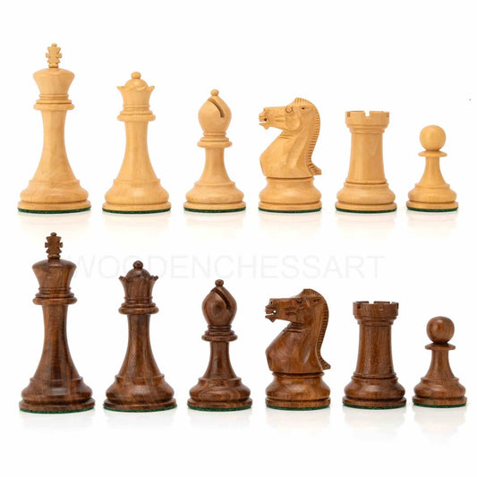 4” Staunton Chess Pieces Only in Golden Rosewood - Double Weighted