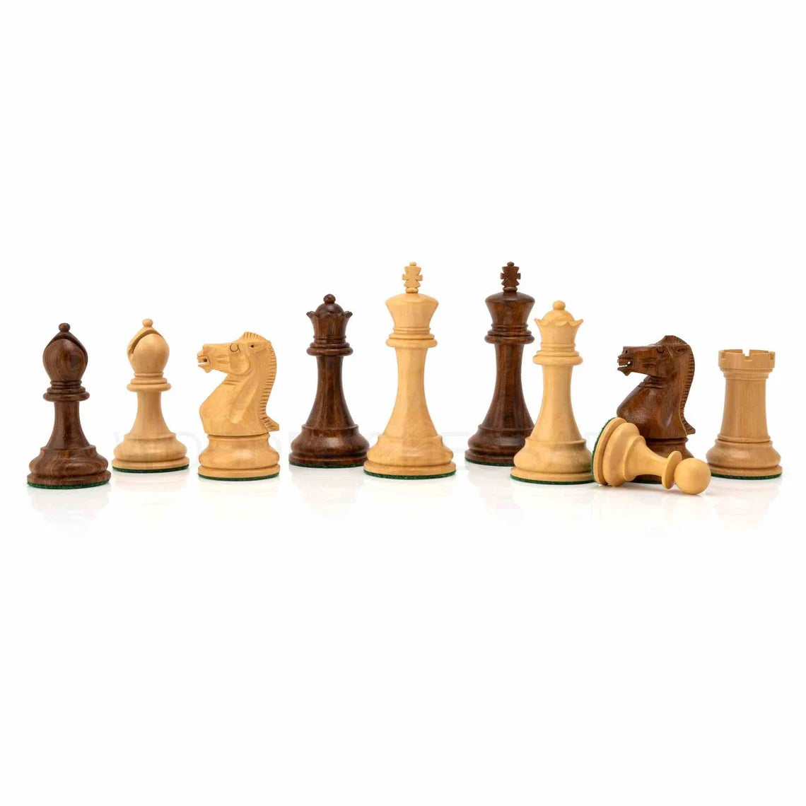 4” Staunton Chess Pieces Only in Golden Rosewood - Double Weighted