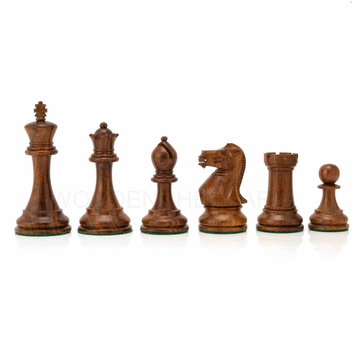 4” Staunton Chess Pieces Only in Golden Rosewood - Double Weighted