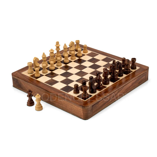 Handcrafted Drawer Chess Set with Inside Storage