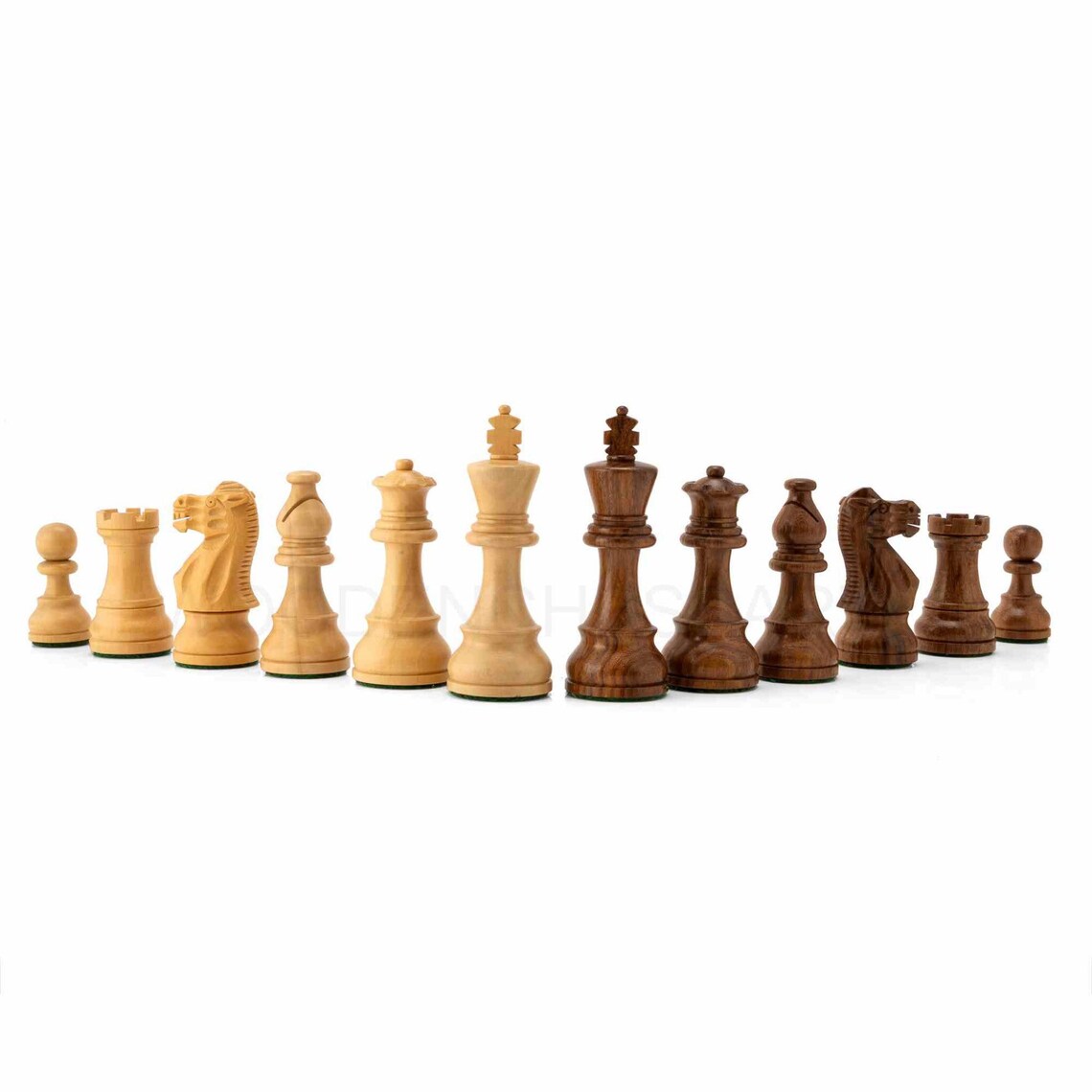 3.75” Smokey Staunton Series Chess Pieces Only in Golden Rosewood - Double Weighted