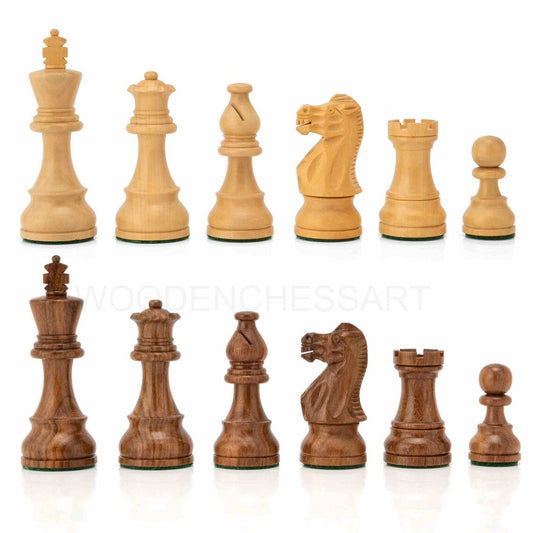 3.75” Smokey Staunton Series Chess Pieces Only in Golden Rosewood - Double Weighted