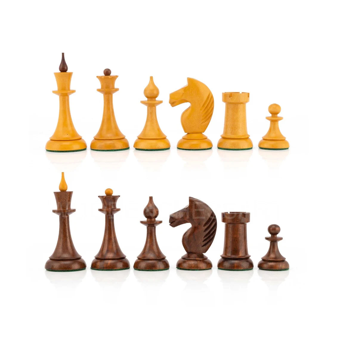 1950's Soviet Latvian Reproduced Chess Pieces only in Boxwood - Double Weighted
