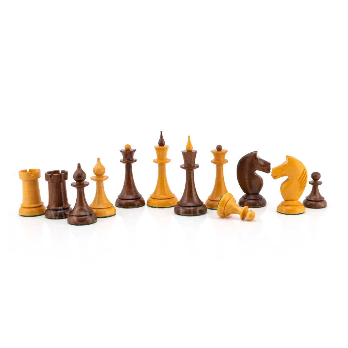 1950's Soviet Latvian Reproduced Chess Pieces only in Boxwood - Double Weighted