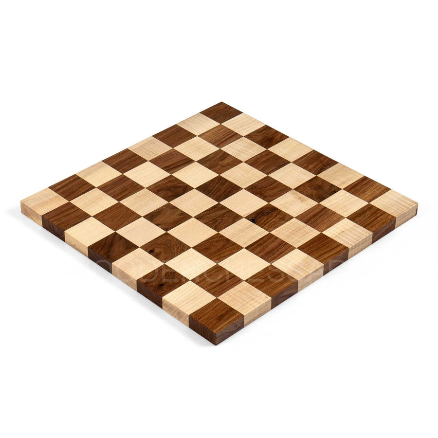Premium Minimalist Borderless Chessboard in Golden Rosewood & Maple