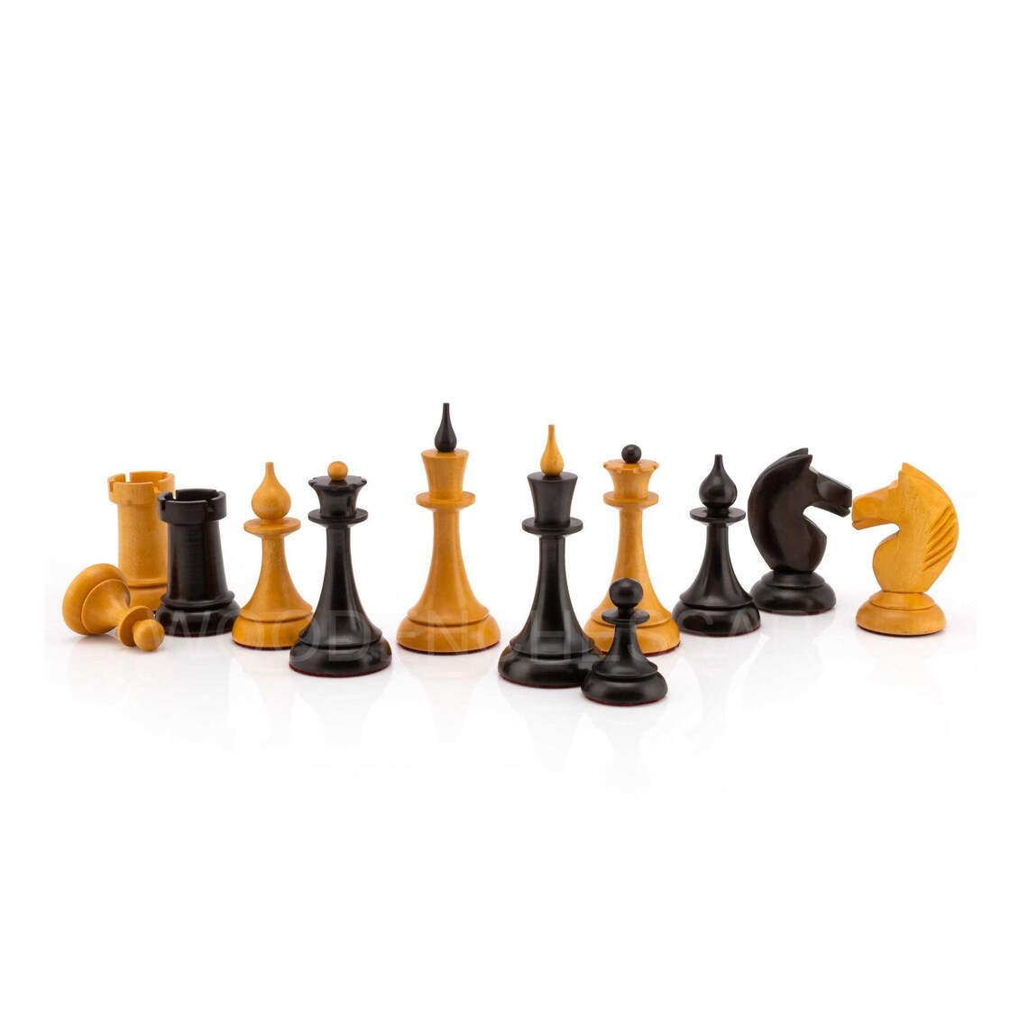 4" 1950's Soviet Latvian Reproduced Chess Pieces only - Double Weighted