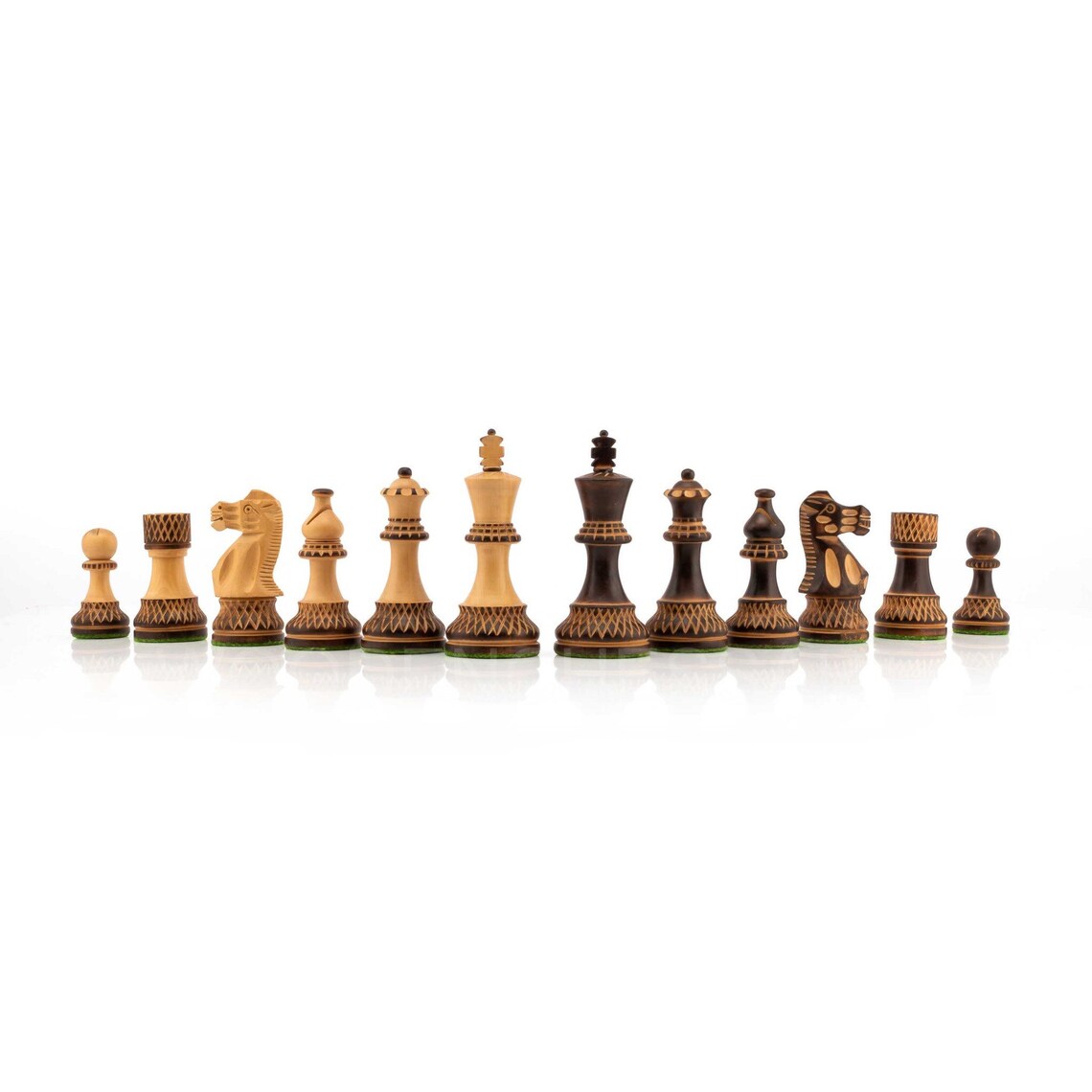 3.75” Burnt Blazed Series Chess pieces Only in Burnt Boxwood