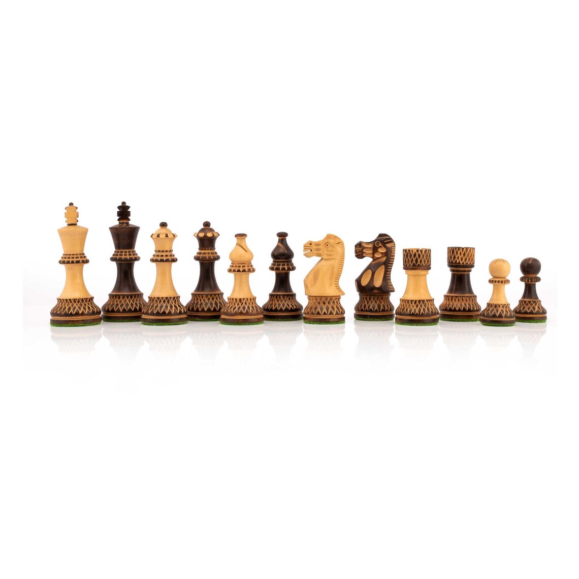 3.75” Burnt Blazed Series Chess pieces Only in Burnt Boxwood